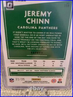 Jeremy Chinn Optic Prizm Black Holo AUTO ROOKIE 21/25 Carolina Panthers