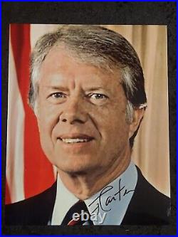 Jimmy Carter Hand Signed 8X10 Photo AUTOGRAPHED with COA Black Framed Blue Mat