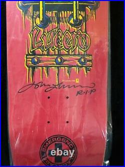 John Lucero Signed Black Label M. I. A Red Stain Autograph Skateboard Deck