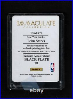 John Starks Immaculate PREMIUM AUTOGRAPHS PATCHES Printing Plate #1/1 NY Knicks