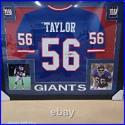 LAWRENCE TAYLOR Signed/Autographed Jersey in 35x43 Custom Frame C. O. A JSA