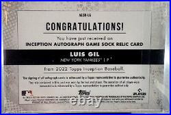Luis Gil Topps Inception 1/1 Rookie Autograph Game Sock Relic Yankees