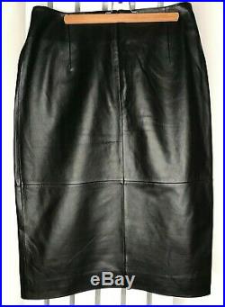 M&S AUTOGRAPH Black Leather Skirt Belted Straight Wrap BNWT UK16 EUR44 RRP £199
