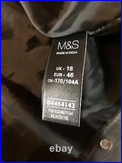 M&S Autograph Black Leather Biker Jacket 18 UK