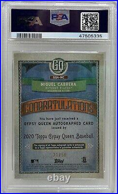 MIGUEL CABRERA 2020 Topps Gypsy Queen Signed Black & White TIGERS Card PSA 10