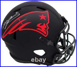 Mac Jones Autographed Patriots Eclipse Black Full Size Helmet Beckett 202964