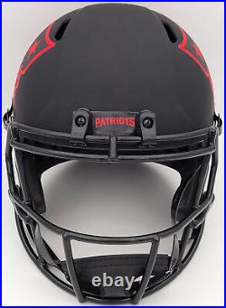 Mac Jones Autographed Patriots Eclipse Black Full Size Helmet Beckett 202964