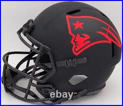 Mac Jones Autographed Patriots Eclipse Black Full Size Helmet Beckett 202964