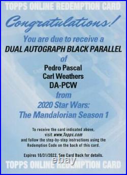 Mandalorian Season 1 Black 1/1 Dual Autograph Card Pedro Pascal & C Weathers