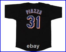 Mike Piazza Autograph Signed Custom Black Jersey New York Mets BAS HOF
