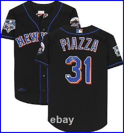 Mike Piazza New York Mets Signed Mitchell & Ness 2000 WS Black Jersey