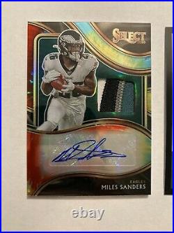 Miles Sanders Black Pandora Rated Rookie /25 and Select Tie Dye Patch Auto /25
