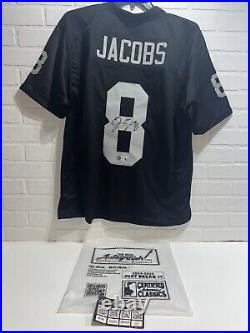 NEW The Real Autograph Josh Jacobs Authentic Signed Black Pro Style #8 Jersey