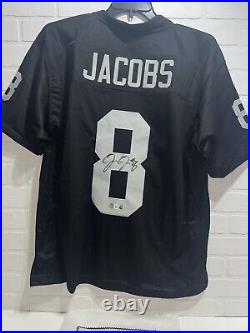 NEW The Real Autograph Josh Jacobs Authentic Signed Black Pro Style #8 Jersey