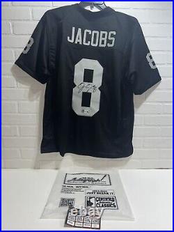 NEW The Real Autograph Josh Jacobs Authentic Signed Black Pro Style #8 Jersey