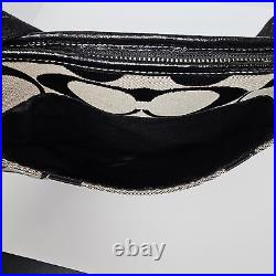 New Coach Signature Stripe Duffle Bag Black White Crossbody