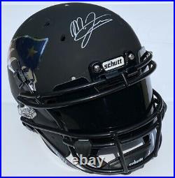 New England Pats Mac Jones Signed Autographed Matte Black Chrome Football Helmet
