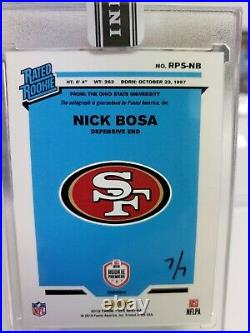Nick Bosa 7/7 SSP 2019 Panini Sealed Next Day On Card Auto Black Ink SF 49ERS
