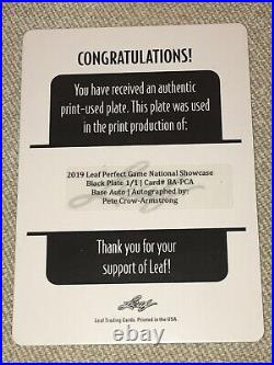PETE CROW-ARMSTRONG 2019 Leaf Perfect Game AUTOGRAPH Black Printing Plate #1/1
