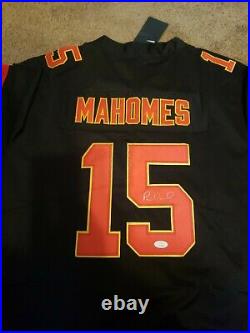 RARE BLACK Nike Patrick Mahomes signed Autographed Jersey/ LH patch NWTs and COA