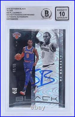 RJ Barrett Knicks Signed 2019-20 Panini Black Silver 68 56/65 BAS 10 Rookie Card