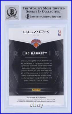 RJ Barrett Knicks Signed 2019-20 Panini Black Silver 68 56/65 BAS 10 Rookie Card