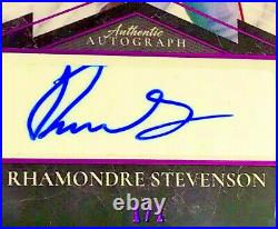 Rhamondre Stevenson 2021 Leaf Ultimate Draft Black Purple Autographed Xrc 1/1