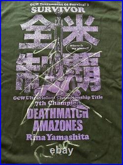 Rina Yamashita Autograph Signed 2023 GCW Ultraviolet DeathMatch Amazones T-Shirt