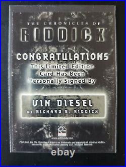 Rittenhouse Chronicles Of Riddick Pitch Black Vin Diesel on Card Autograph RARE