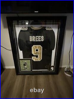 Saints Drew Brees Autographed Signed Framed Black Jersey Beckett Witness 214094