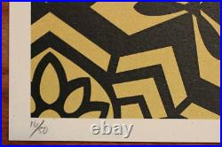 Shepard Fairey Signed AUTOGRAPHED 18x24 2007 Yen Pattern Black Gold Print LE 50