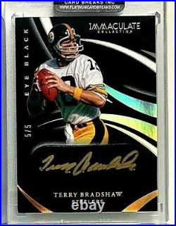 Terry Bradshaw 2020 Immaculate Black Auto Autograph Pittsburgh Steelers #5/5 1/1