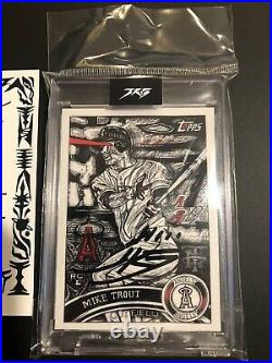 Topps project 2020 jk5 mike trout auto black dot 52/59 with 1st edition stickers