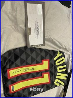 Trae Young Panini Autographed Black Nike Swingman Jersey With CoA