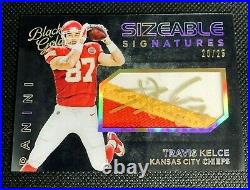 Travis Kelce 2015 Panini Black & Gold Auto Game Used 3 Color Jersey Patch #/25