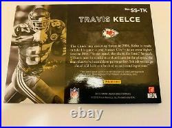 Travis Kelce 2015 Panini Black & Gold Auto Game Used 3 Color Jersey Patch #/25
