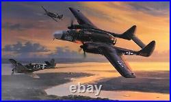 Twilight Conquest by Nicolas Trudgian art autographed by P-61 Black Widow Pilots