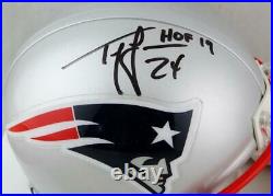 Ty Law Autographed New England Patriots Mini Helmet withHOF Beckett Auth Black