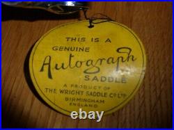 Ultra Rare Wrights Autograph Standard Butt Leather Saddle1950's With Tag Nos