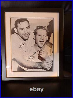 WHITEY FORD AN YOGI BERRA AUTOGRAPHED BLACK AND WHITE PHOTO. FRAMED WithCOA