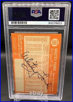 Whitey Ford Twice Signed Autograph 1964 Topps #380 Psa Dna Bold Mint Auto