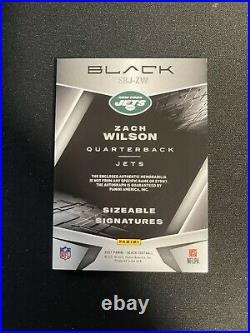 Zach Wilson Panini Black Sizeable Signatures RPA Fotl /15 New York Jets